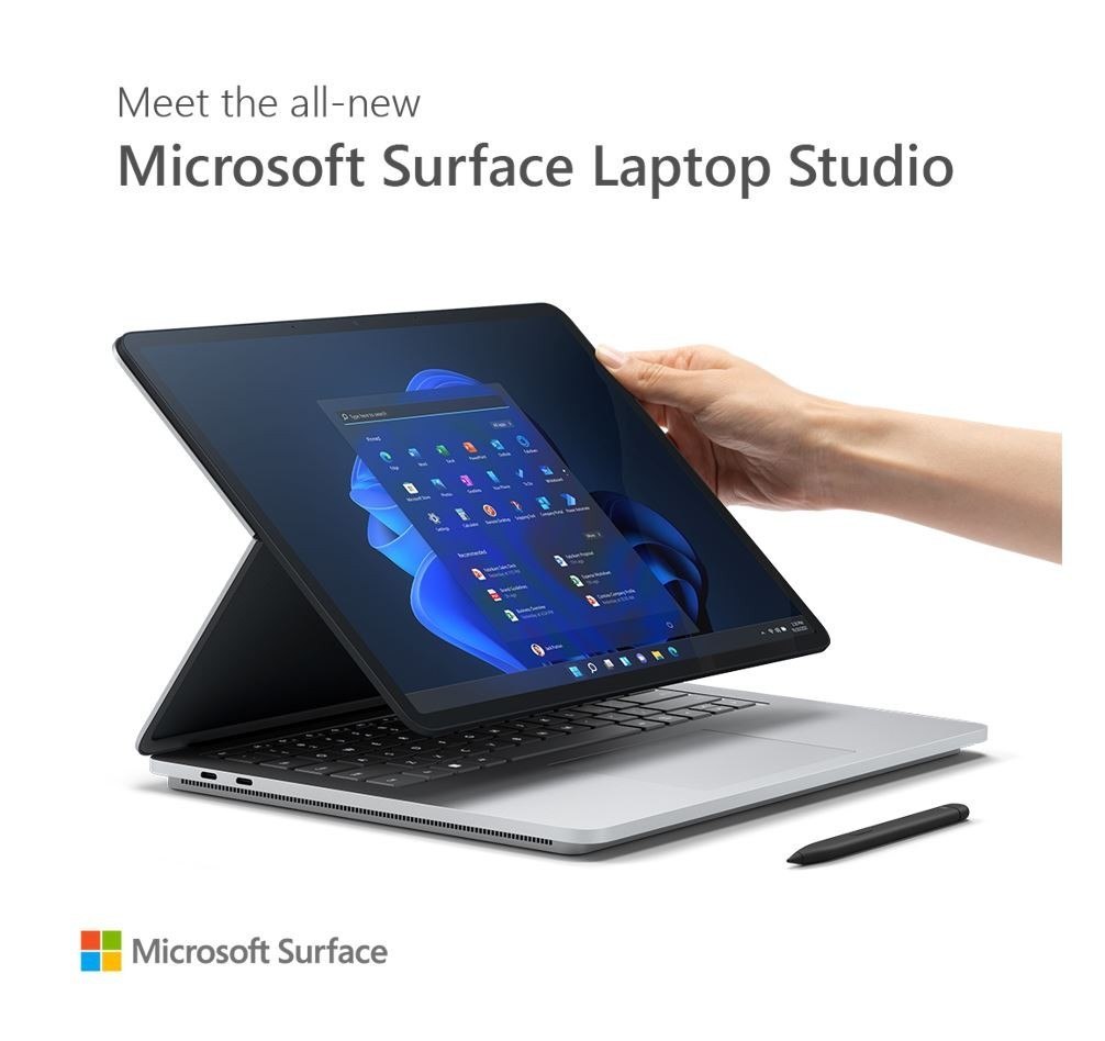 Surface Laptop Studio Win11Pro i7-11370H/32GB/2TB/RTX3050Ti 4GB/14.4 cala Commercial Platinum AI5-00009