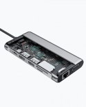 CB-C78 aluminiowy HUB USB-C | 12w1 | RJ45 Ethernet 10/100/1000Mbps | 2xUSB 3.1 | 2xUSB 2.0 | 2xHDMI 4k@30Hz | VGA | SD i microSD