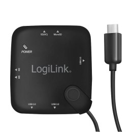 Hub USB 2.0, 3 porty, z czytnikiem kart, OTG, Micro-USB, Android