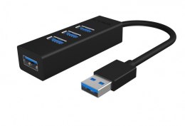 Hub IB-HUB1419-U3 USB 3.0 na 4-Port Type-A, Aluminium, czarny, Kabel 15cm