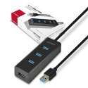 HUE-S2BL Hub 4-portowy USB 3.2 Gen 1 charging hub, 1.2m kabel, microUSB dodatkowe zasilanie