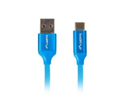 Kabel Lanberg Premium QC 3.0 CA-USBO-22CU-0005-BL (USB 2.0 typu A M - USB typu C M; 0,50m; kolor niebieski)