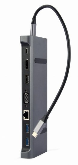 Adapter USB-C 9w1, HDMI, USB-C PD, VGA, DP, USBx3, Audio, LAN