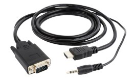 Adapter GEMBIRD A-HDMI-VGA-03-10 (HDMI M - D-Sub (VGA), Jack stereo 3,5 mm M; 3m; kolor czarny)