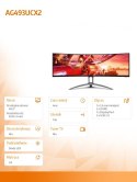 Monitor AG493UCX2 49165Hz VA Curved HDMIx3 DP