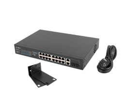 Przełącznik Switch 16X100MB POE+/2XCombo niezarządzalny rack 19 cali Gigabit Ethernet 250W