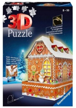 Puzzle 216 elementów 3D Budynki nocą Piernikawa Chatka