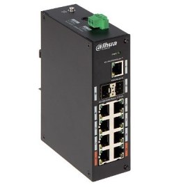 Dahua Swith 11-portowy przełącznik z 8 portami gigabit PoE 8x RJ45 1000M (zasilanie PoE) 2x SFP 1000M 1x RJ45 1000M PFS3211-8GT-