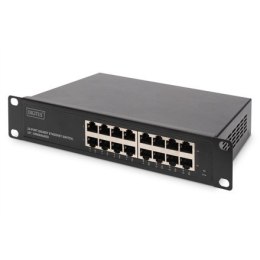 Digitus 16-portowy przełącznik Gigabit Ethernet DN-80115 Niezarządzalny zasilacz do montażu w szafie typu Wewnętrzny